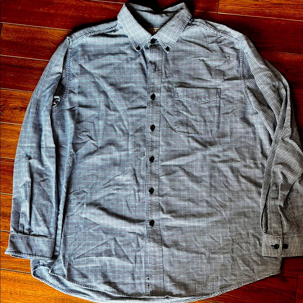 L.L. Bean Men's Blue  and White Plaid check  Shirt